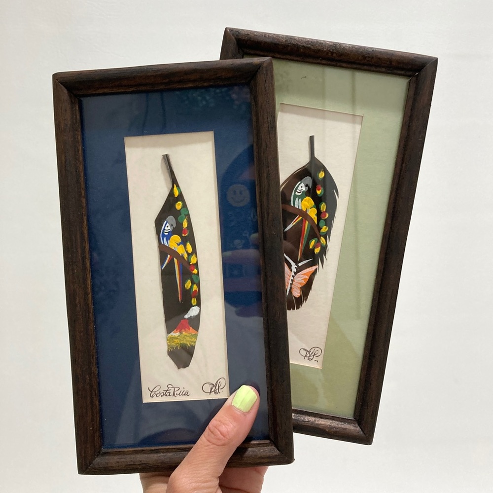 LAST CHANCE 😍 Set 2, Hand-painted Costa Rican Feather